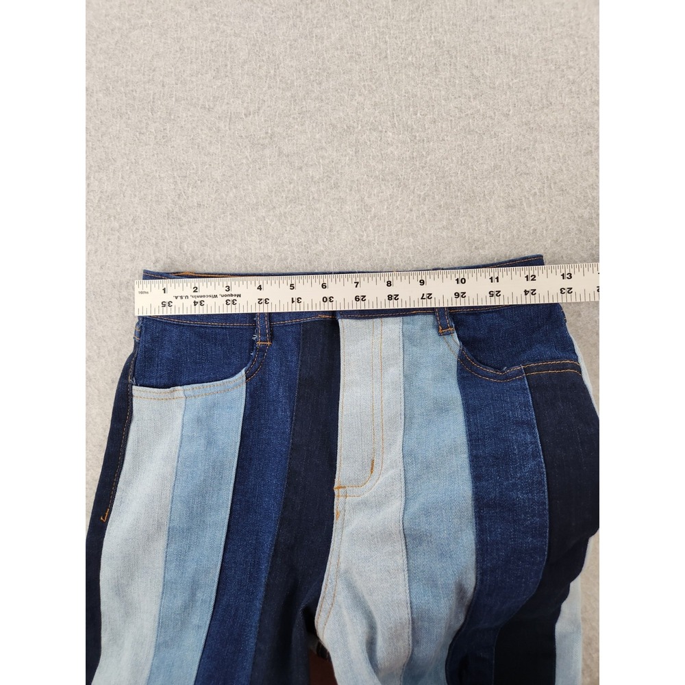 Altar'd State Jeans Sz 26 Tall Long Blue Denim Striped Flare 70s Hippie Festival - Picture 8 of 15